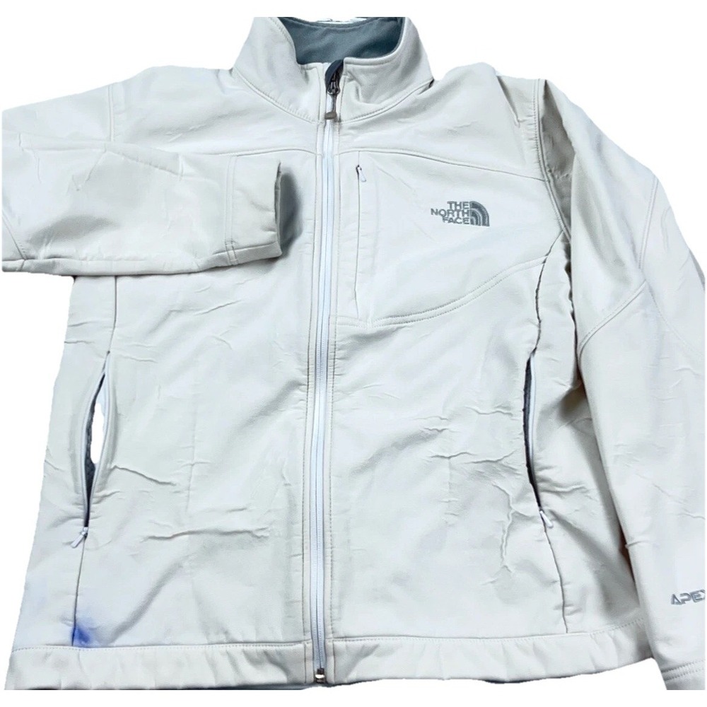 North Face Jacket Women Large White Soft Shell Apex Layer Coat Ladies  *‎